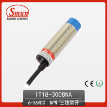 Conmutador de proximidad inductivo (IT18-3008NA) 6-36VDC Tres cables DC NPN Normalmente sensor abierto con 8 mm de distancia de detección